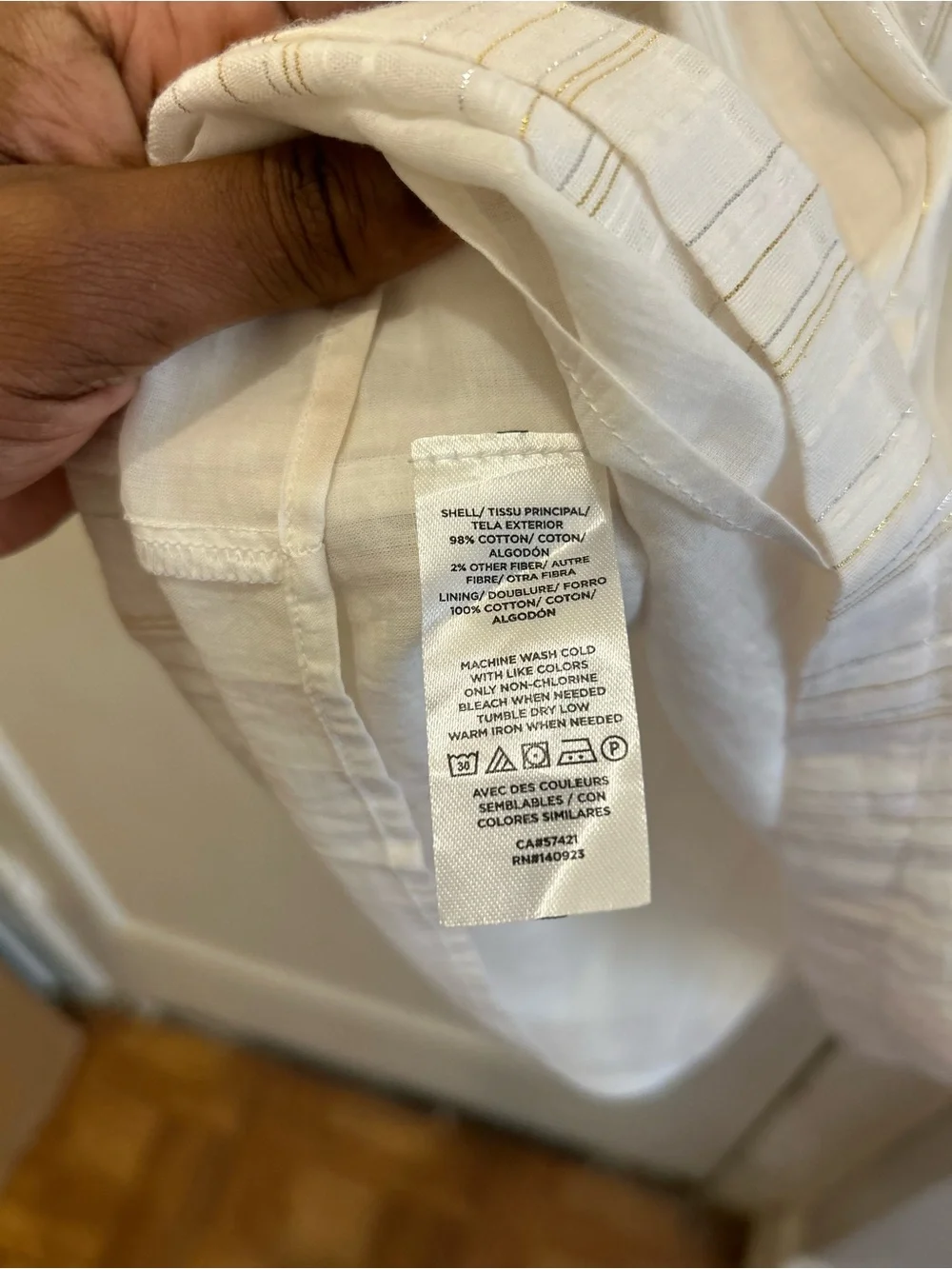LOFT Cream Striped Peasant Blouse